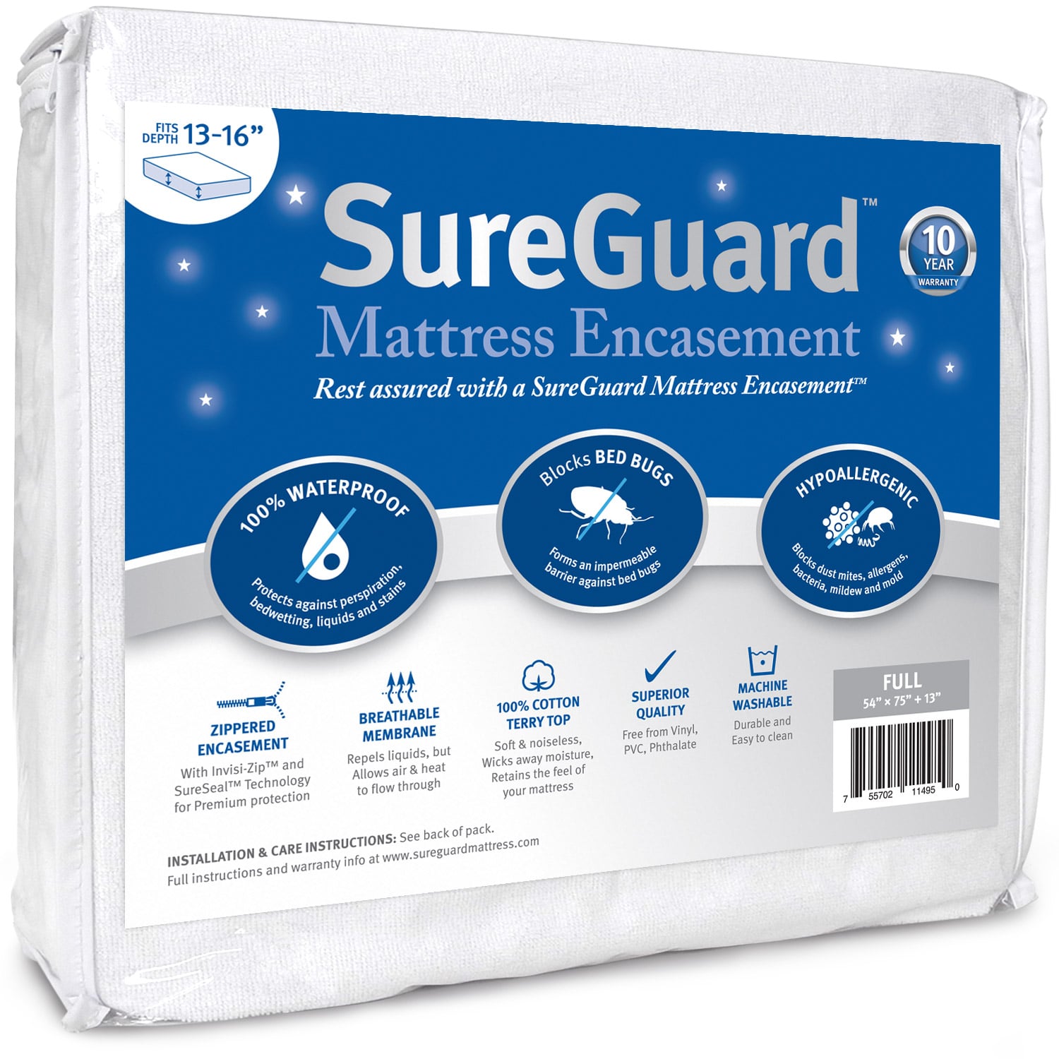 Full (13-16 in. Deep) SureGuard Mattress Encasement