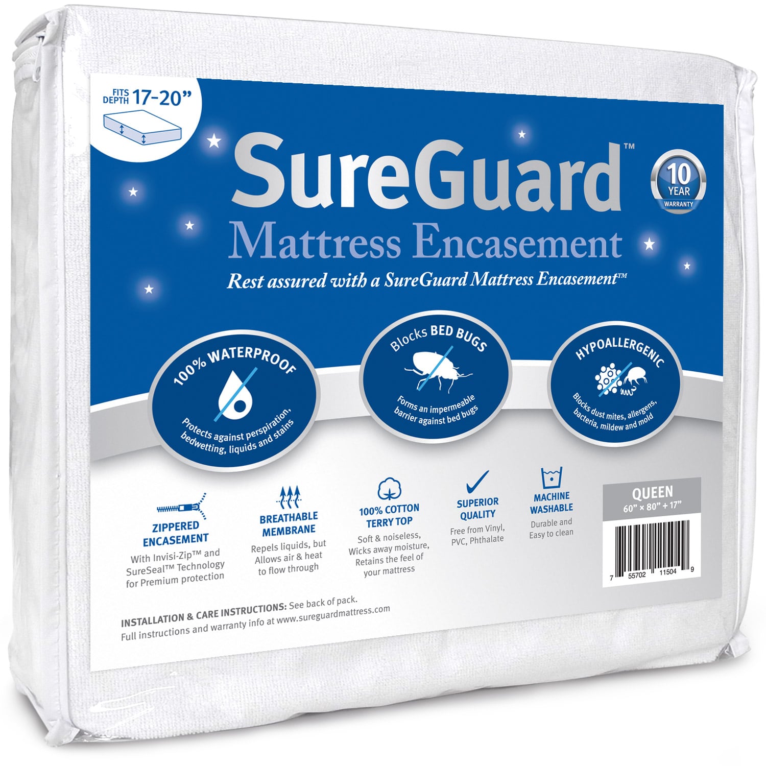 Queen (17-20 in. Deep) SureGuard Mattress Encasement